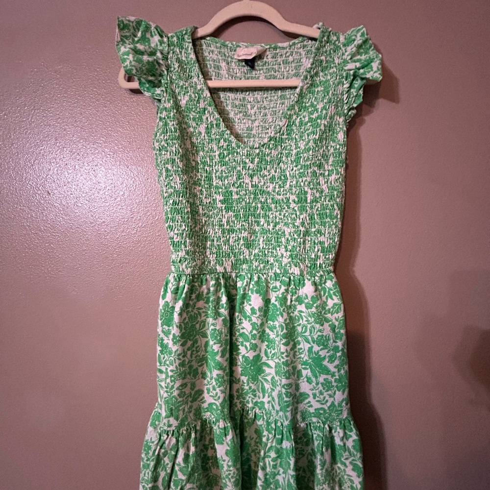 Source Unknown Green and White Floral Dress